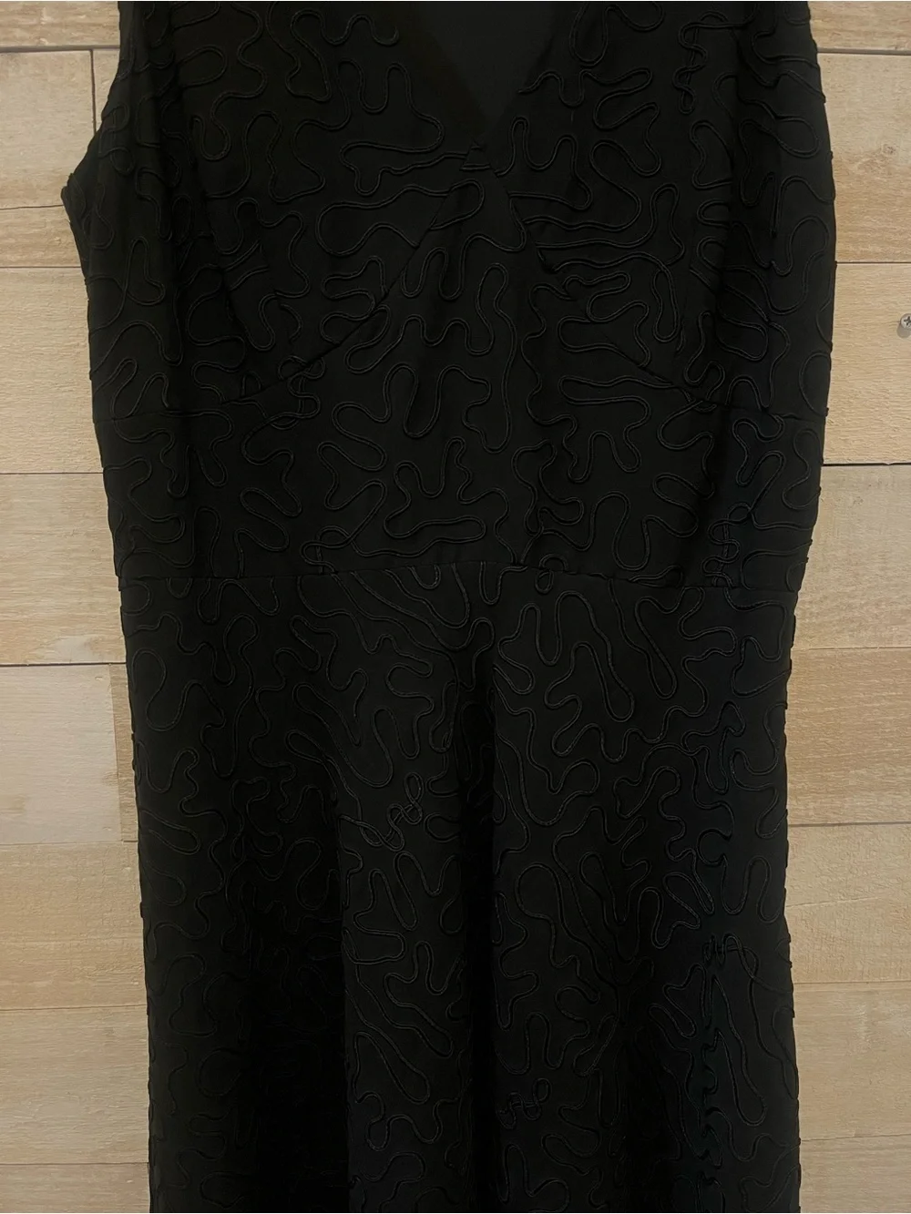 Silk Linen Blend Black Sleeveless V-Neck Maxi Dress-Charter Club